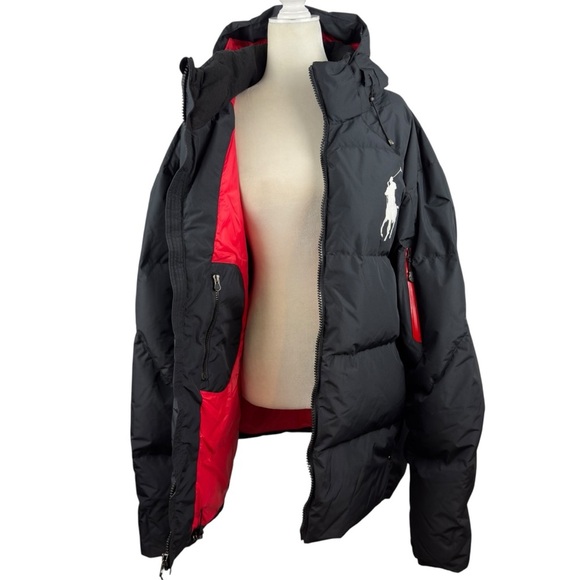 Polo Ralph Lauren Men's Big Pony Hooded Down Puffer Jacket Black Long Size 2XLT - Picture 10 of 16
